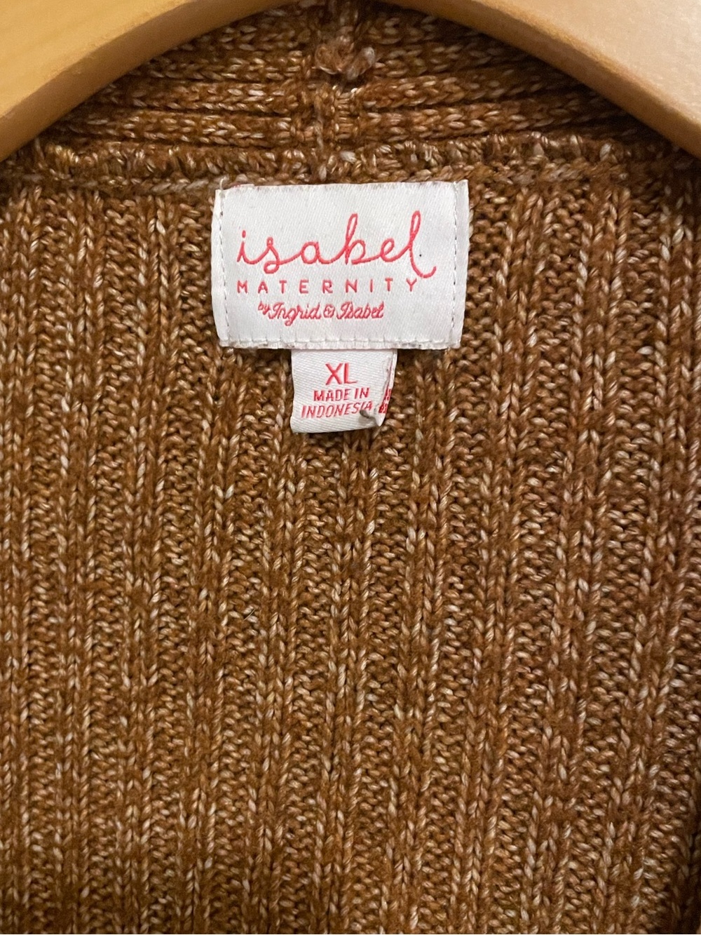 Maternity Rust Brown Ribbed Button-Front Cardigan - Picture 3 of 6
